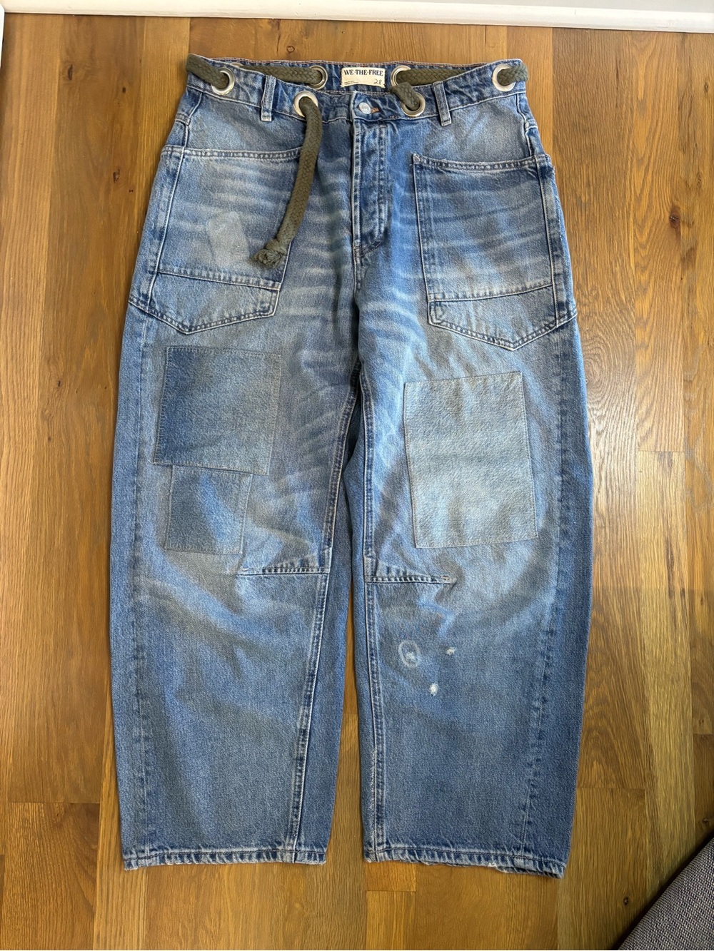 We The Free Relaxed Blue Patchwork Jeans